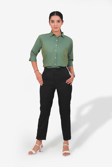 bluebird Women's Olive Green Formal Shirt - Veshbhoshaa