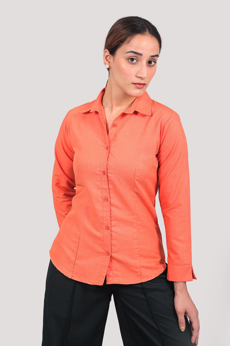 bluebird Women's Orange Shirt - Veshbhoshaa