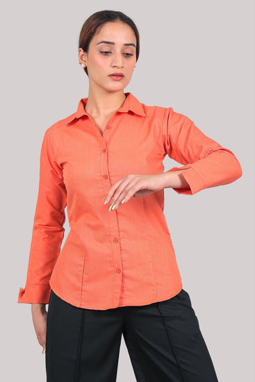 bluebird Women's Orange Shirt - Veshbhoshaa