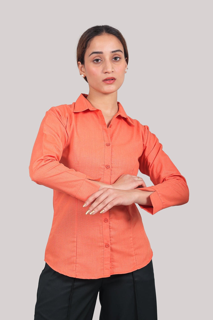 bluebird Women's Orange Shirt - Veshbhoshaa