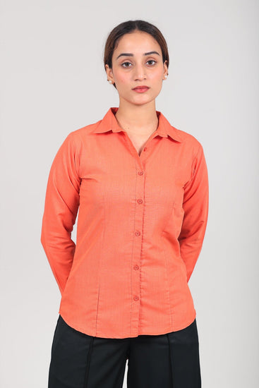 bluebird Women's Orange Shirt - Veshbhoshaa