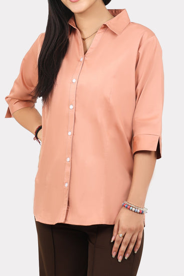 bluebird Women's Peach Formal Shirt - Veshbhoshaa