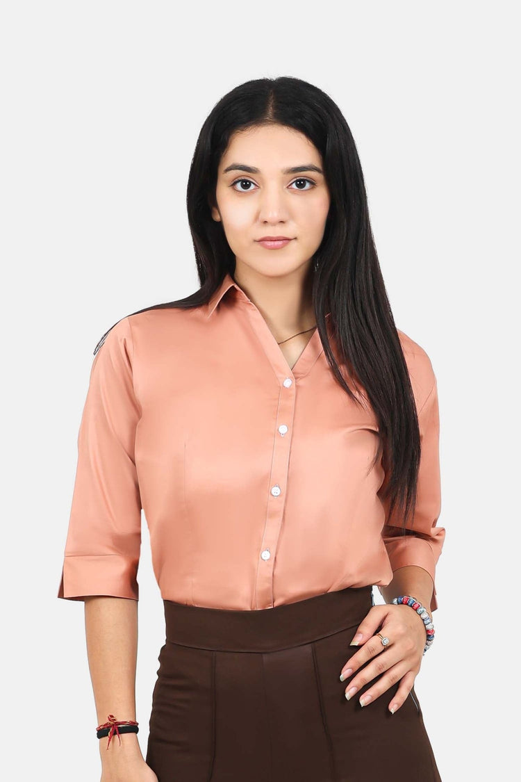 bluebird Women's Peach Formal Shirt - Veshbhoshaa