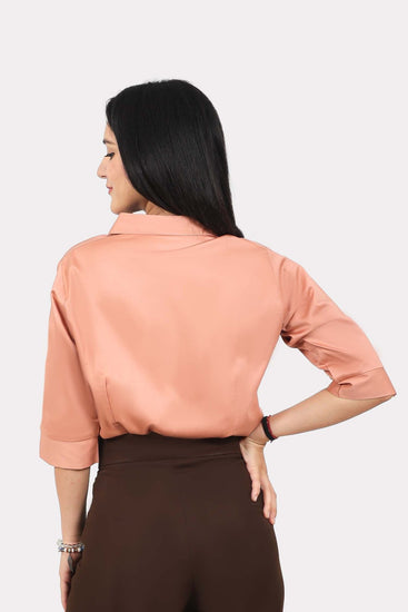 bluebird Women's Peach Formal Shirt - Veshbhoshaa