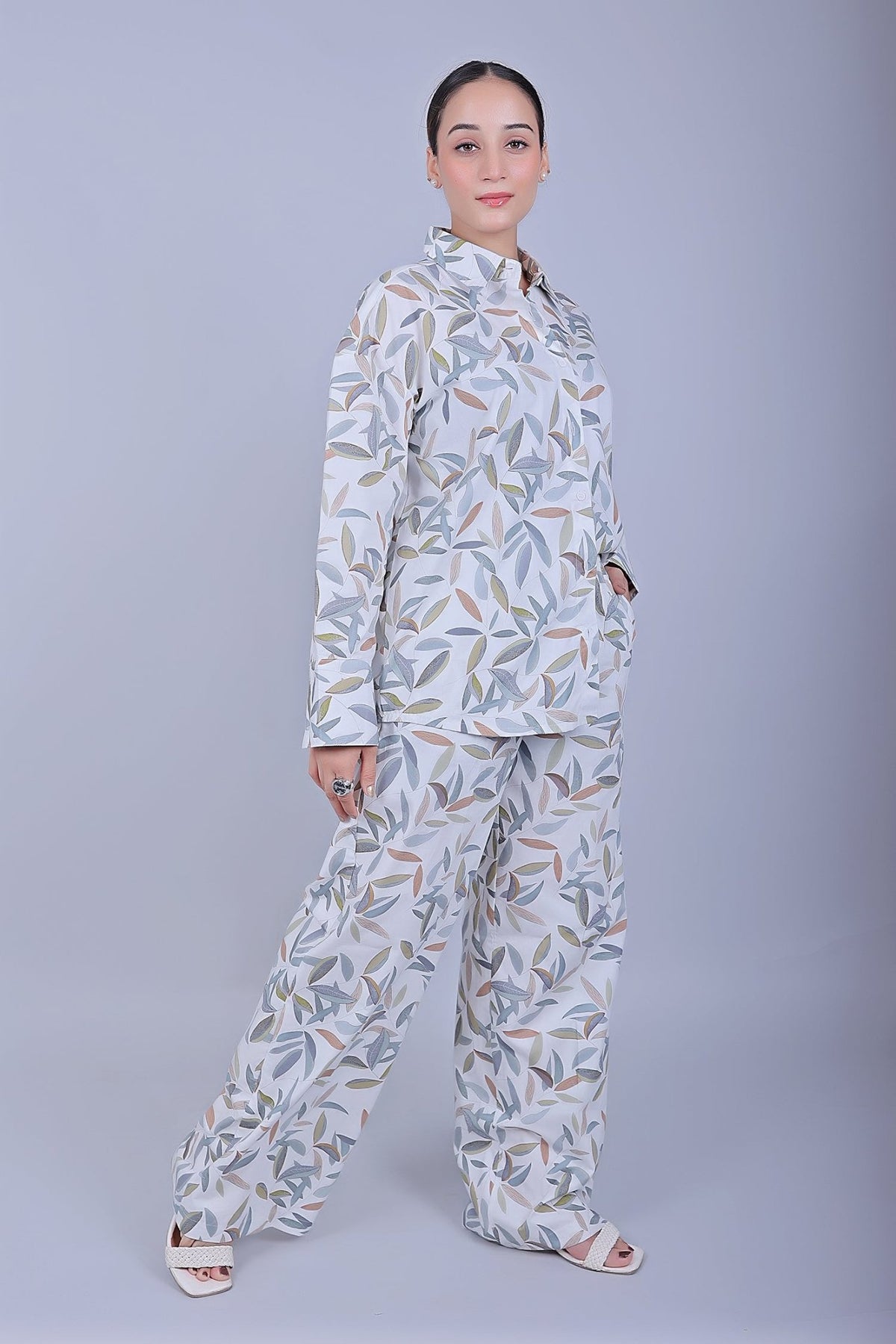 Bluebird Women's Printed Co - ord Set Gentle Leaf - Veshbhoshaa