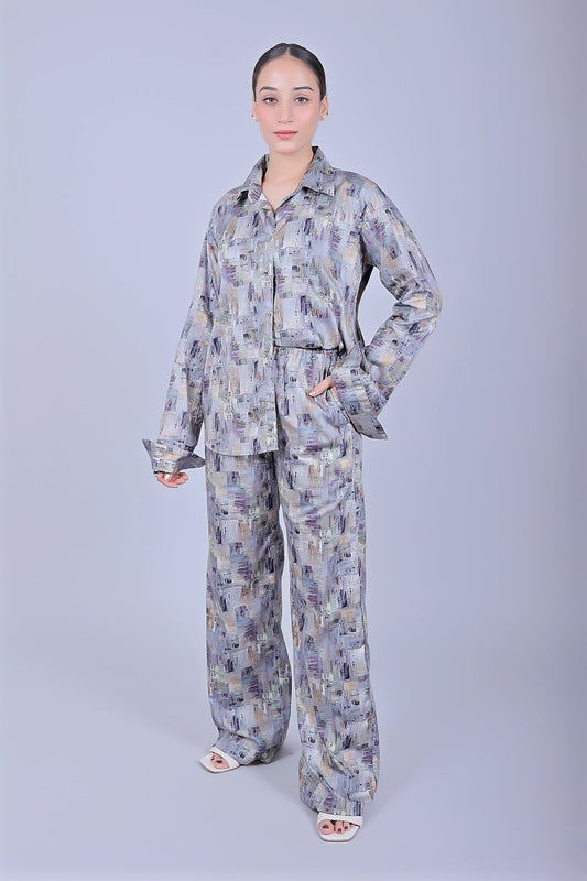 Bluebird Women's Printed Co - ord Set Grey - Veshbhoshaa