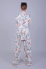 Bluebird Women's Printed Co - ord Set White Orange Leaf - Veshbhoshaa