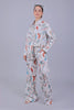 Bluebird Women's Printed Co - ord Set White Orange Leaf - Veshbhoshaa