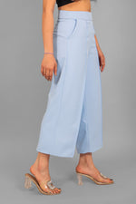 bluebird Women's Sky Blue Short Bell Bottom Trouser - Veshbhoshaa