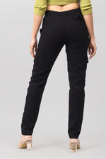 Bluebird Women's Slim Fit Cotton Cargo Pants Black - Veshbhoshaa