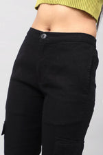 Bluebird Women's Slim Fit Cotton Cargo Pants Black - Veshbhoshaa