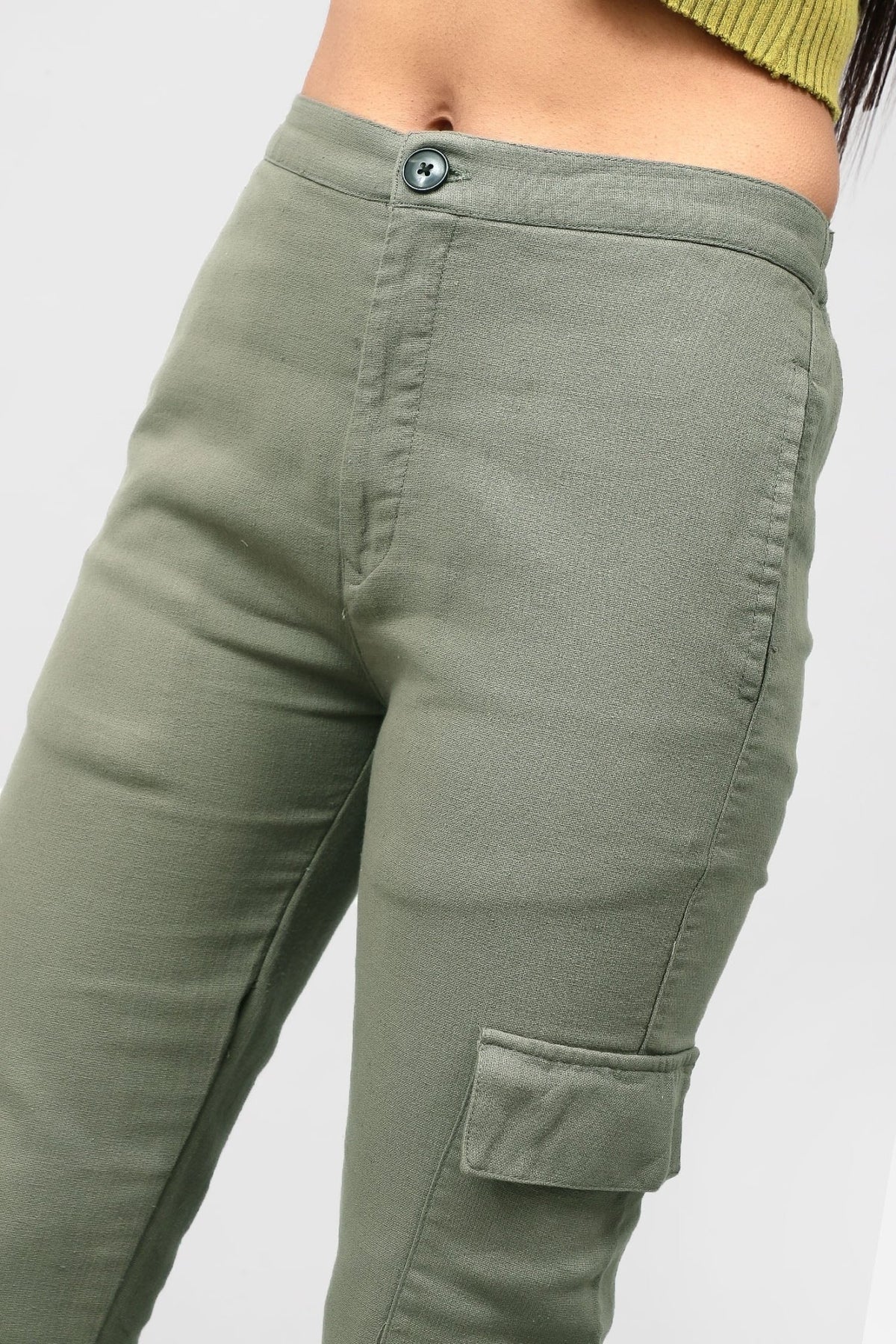 Bluebird Women's Slim Fit Cotton Cargo Pants Green - Veshbhoshaa