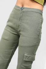 Bluebird Women's Slim Fit Cotton Cargo Pants Green - Veshbhoshaa