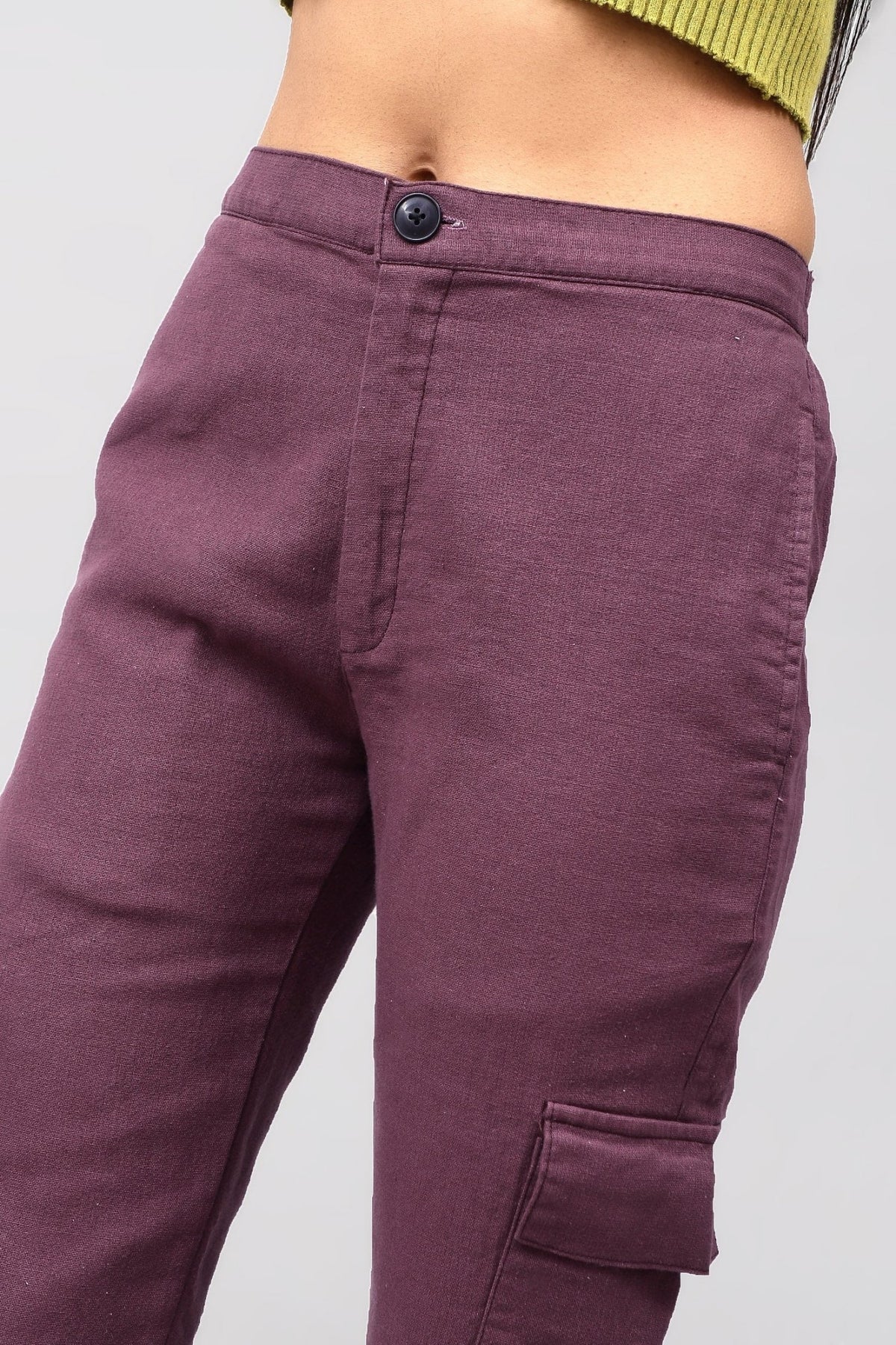 Bluebird Women's Slim Fit Cotton Cargo Pants Maroon - Veshbhoshaa