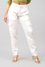Bluebird Women's Slim Fit Cotton Cargo Pants Off White - Veshbhoshaa