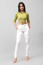 Bluebird Women's Slim Fit Cotton Cargo Pants White - Veshbhoshaa