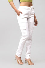 Bluebird Women's Slim Fit Cotton Cargo Pants White - Veshbhoshaa