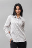 Bluebird Women's White Grey Print Satin Shirt - Veshbhoshaa