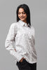 Bluebird Women's White Grey Print Satin Shirt - Veshbhoshaa