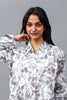 Bluebird Women's White Leaf Printed Satin Shirt - Veshbhoshaa