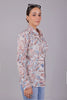 Bluebird Women's White Peach Printed Satin Shirt - Veshbhoshaa