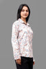 Bluebird Women's White Peach Printed Satin Shirt - Veshbhoshaa