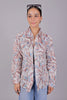 Bluebird Women's White Peach Printed Satin Shirt - Veshbhoshaa