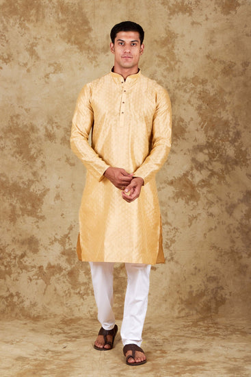 Bluesaanchi Banarsi Silk Cream Kurta Set - Veshbhoshaa