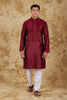 Bluesaanchi Banarsi Silk Maroon Kurta Set - Veshbhoshaa