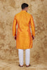 Bluesaanchi Banarsi Silk Orange Kurta Set - Veshbhoshaa