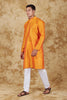 Bluesaanchi Banarsi Silk Orange Kurta Set - Veshbhoshaa