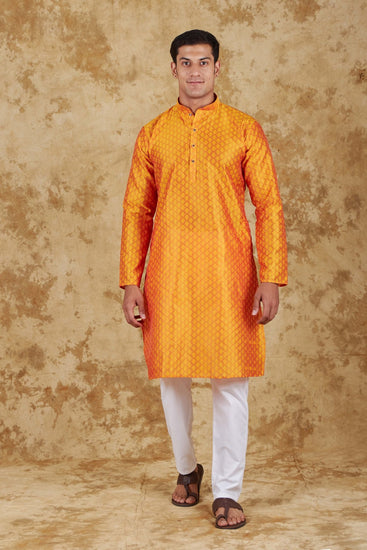 Bluesaanchi Banarsi Silk Orange Kurta Set - Veshbhoshaa