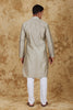 Bluesaanchi Banarsi Silk Silver Kurta Set - Veshbhoshaa