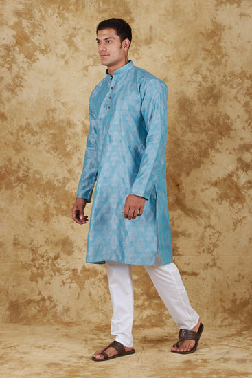 Bluesaanchi Blue Jacquard Waistcoat set - Veshbhoshaa