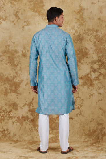 Bluesaanchi Blue Jacquard Waistcoat set - Veshbhoshaa