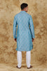 Bluesaanchi Blue Jacquard Waistcoat set - Veshbhoshaa