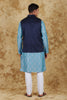 Bluesaanchi Blue Jacquard Waistcoat set - Veshbhoshaa