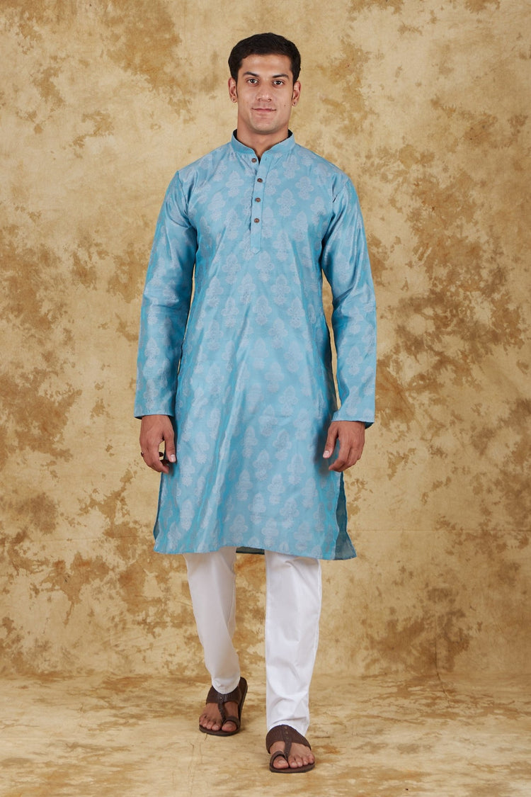 Bluesaanchi Blue Jacquard Waistcoat set - Veshbhoshaa