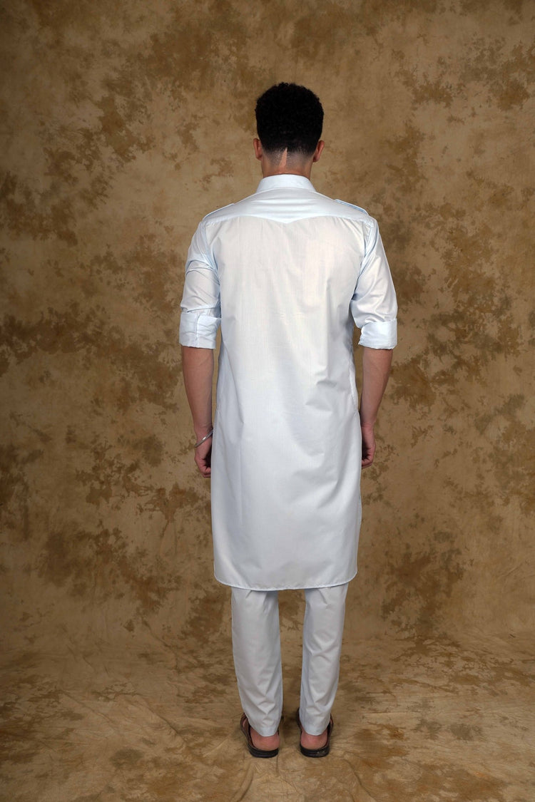 Bluesaanchi Blue Pathani Kurta with Trouser Pant - Veshbhoshaa