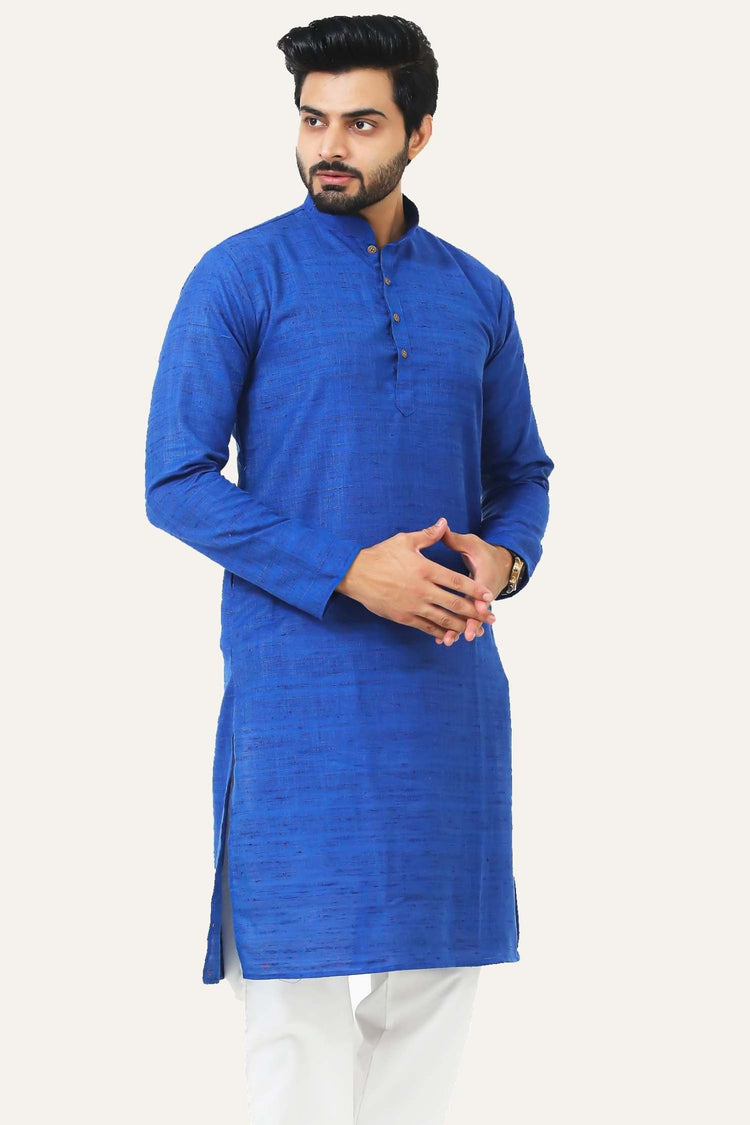 Bluesaanchi Blue Textured Men's Kurta Set - Veshbhoshaa