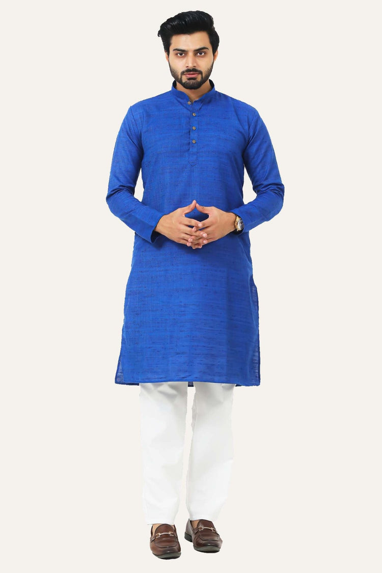 Bluesaanchi Blue Textured Men's Kurta Set - Veshbhoshaa