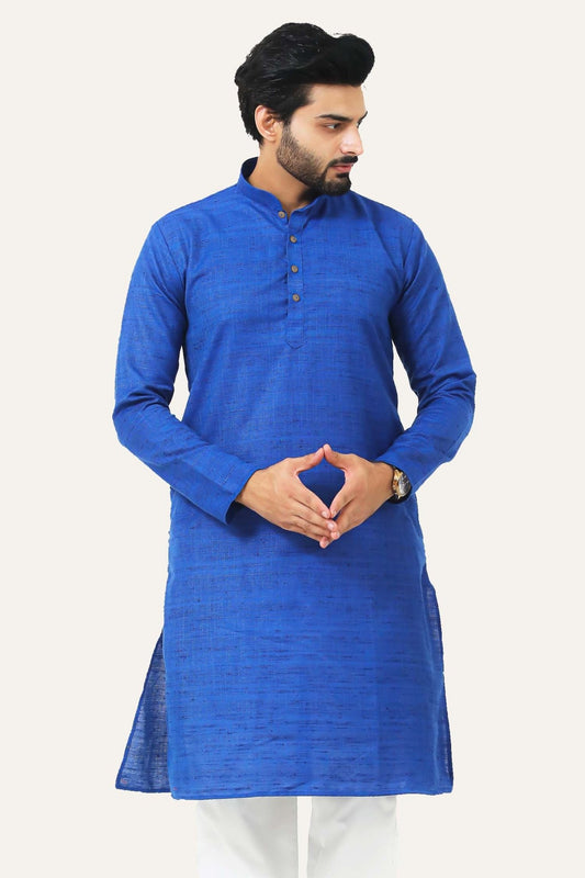 Bluesaanchi Blue Textured Men's Kurta Set - Veshbhoshaa