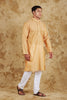 Bluesaanchi Chanderi Silk Embroidered Kurta Set" Earth yellow - Veshbhoshaa