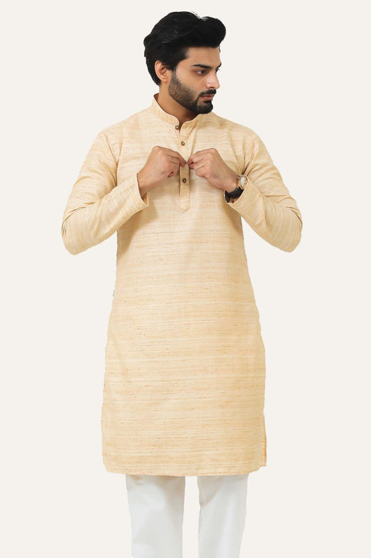 Bluesaanchi Cream Textured Men's Kurta Set - Veshbhoshaa