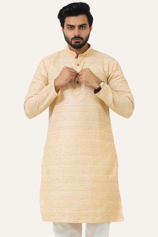 Bluesaanchi Cream Textured Men's Kurta Set - Veshbhoshaa