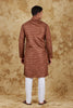 Bluesaanchi Dark Brown Textured Men's Kurta Set - Veshbhoshaa