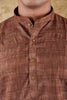 Bluesaanchi Dark Brown Textured Men's Kurta Set - Veshbhoshaa