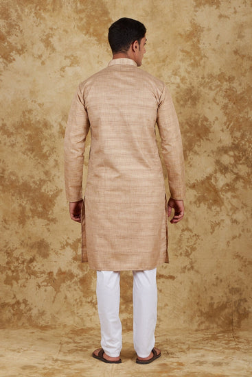 Bluesaanchi Dark Cream Textured Men's Kurta Set - Veshbhoshaa