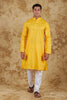 Bluesaanchi Dark Yellow Textured Men's Kurta Set - Veshbhoshaa