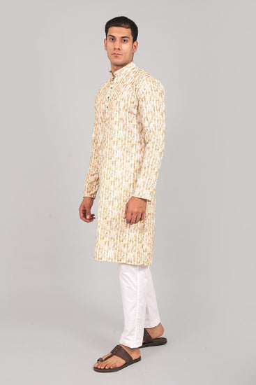 Bluesaanchi Effortlessly Stylish Textured Cream Kurta Set for Men - Veshbhoshaa